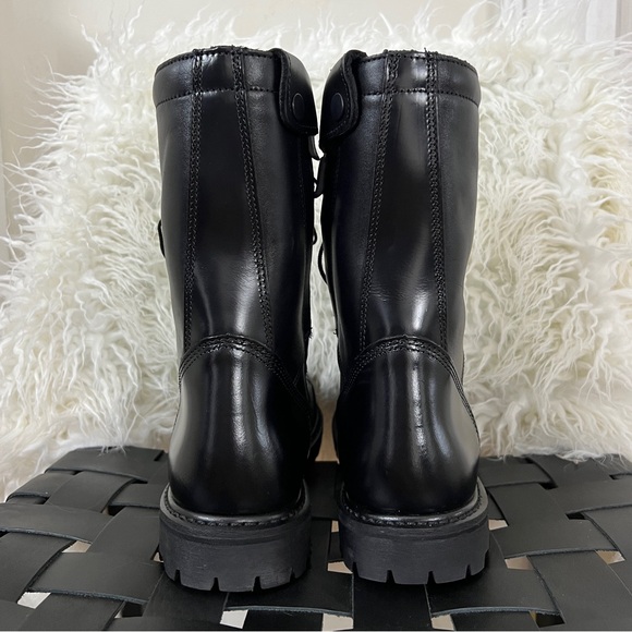 Modern Black Leather Snap Button Combat Boots main image 6